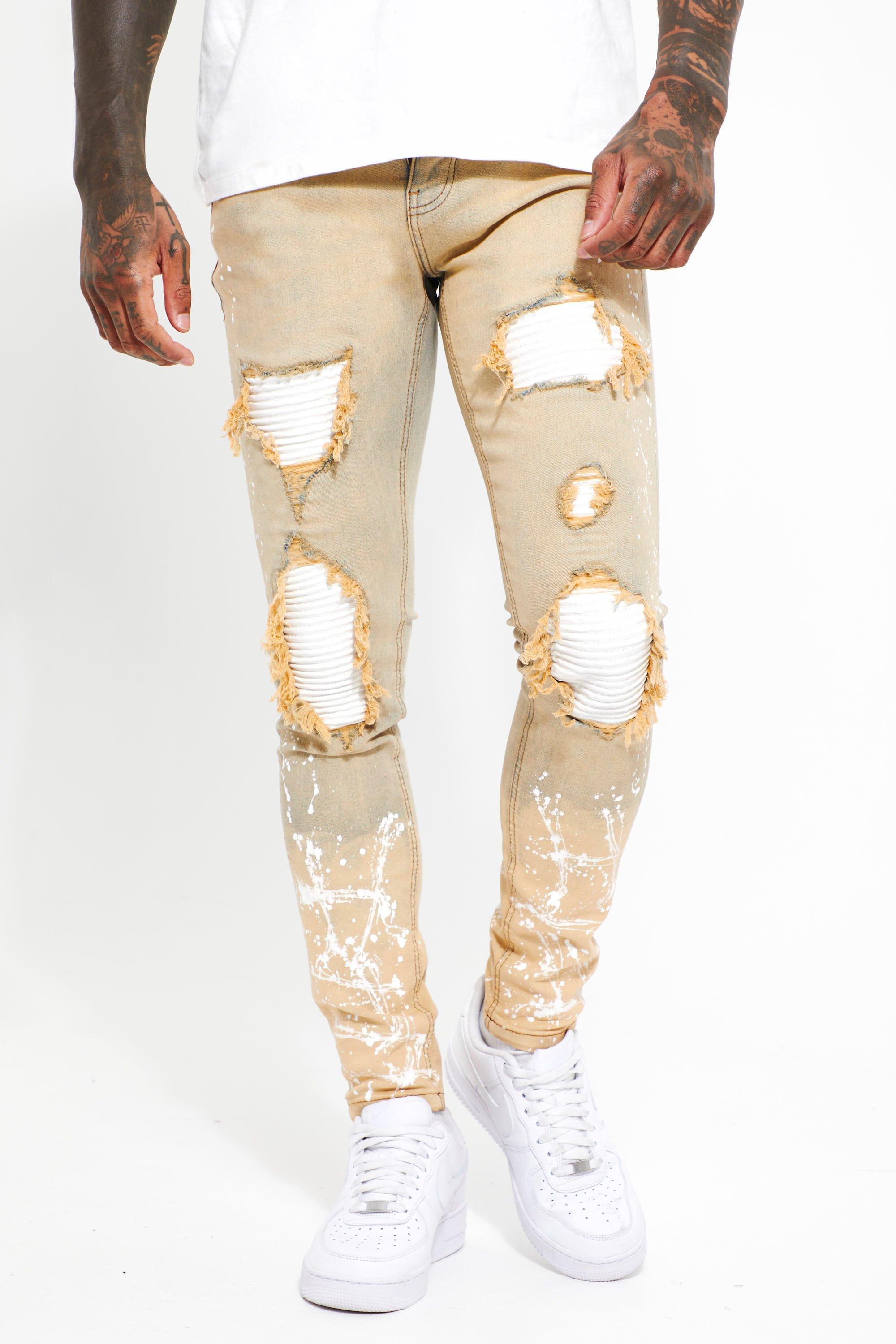 Cream deals ripped jeans